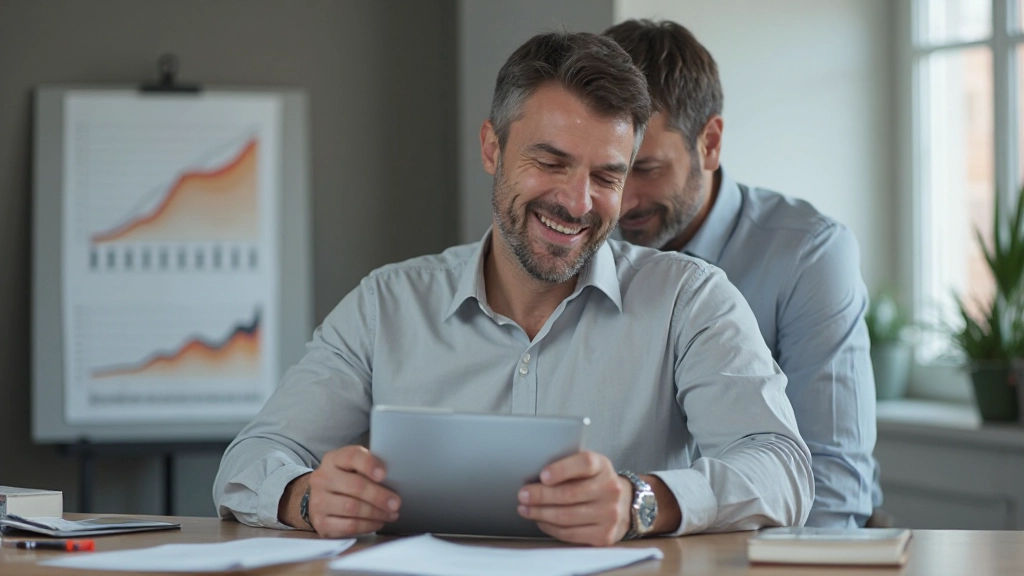 Professioneel afbeelding van persoon die financiële doelen bereikt met grafiek