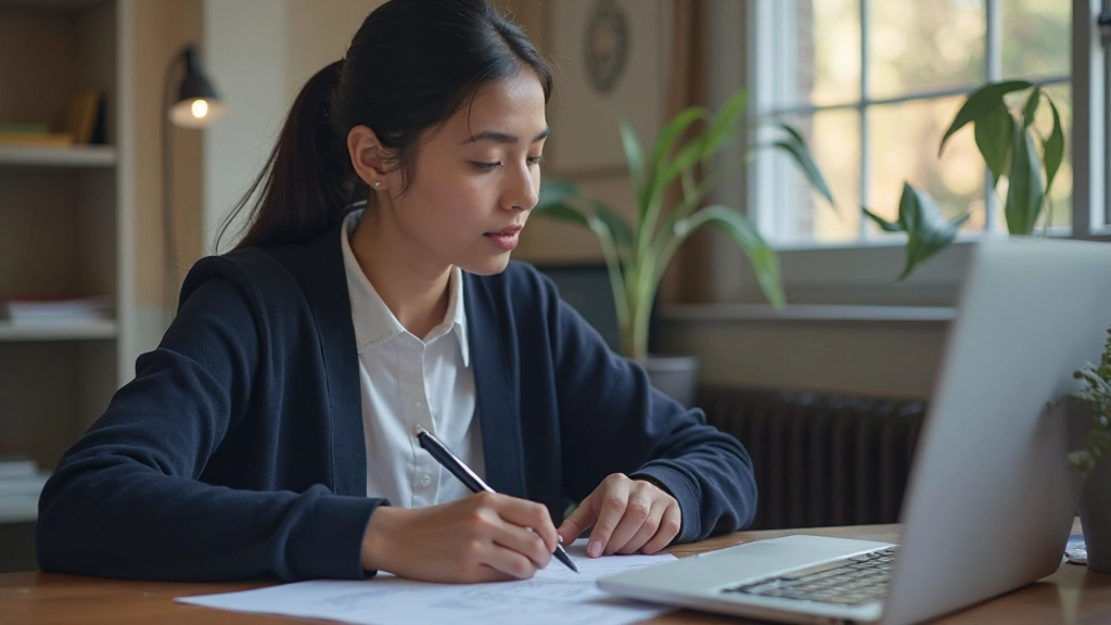 Professioneel afbeelding van vrouw die budgetplanning doet met laptop en notitieboek